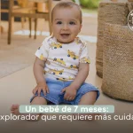 Bebé de 7 meses sentado explorando su independencia
